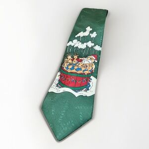 Yule TIE Greetings By Halmark  100% Silk Christmas Santa Reindeer Candy Canes